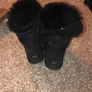 black fuzzy UGG boots